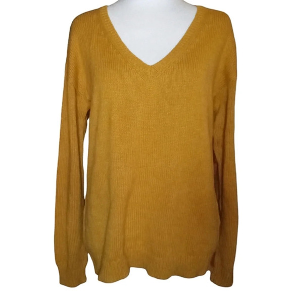 Stitches & Stripes Mustard Yellow Cotton Blend Open Back Detail Sweater Medium - Picture 1 of 7